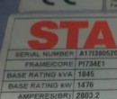 Máy phát điện cũ Mitsubishi 1845 Kva Standby - date 2021 New like